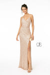 V-Neck Bodycon Sequin Long Prom Dress - The Dress Outlet