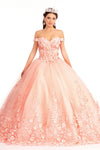 Quinceanera Off Shoulder Long Dress - The Dress Outlet Blush