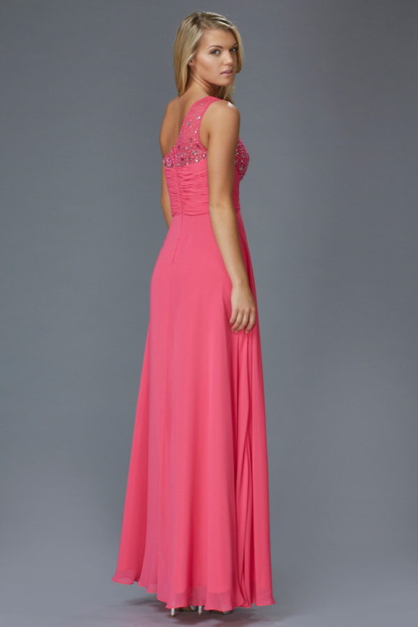 Prom Long Dress One Shoulder Evening Gown - The Dress Outlet Elizabeth K Fuchsia