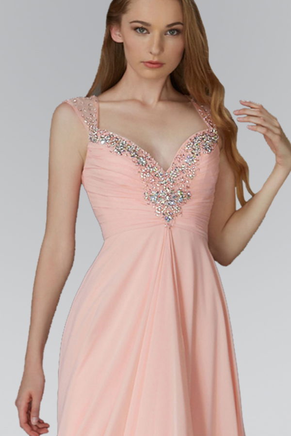 Long Sleeeveless Chiffon Prom Formal Dress - The Dress Outlet Elizabeth K Blush