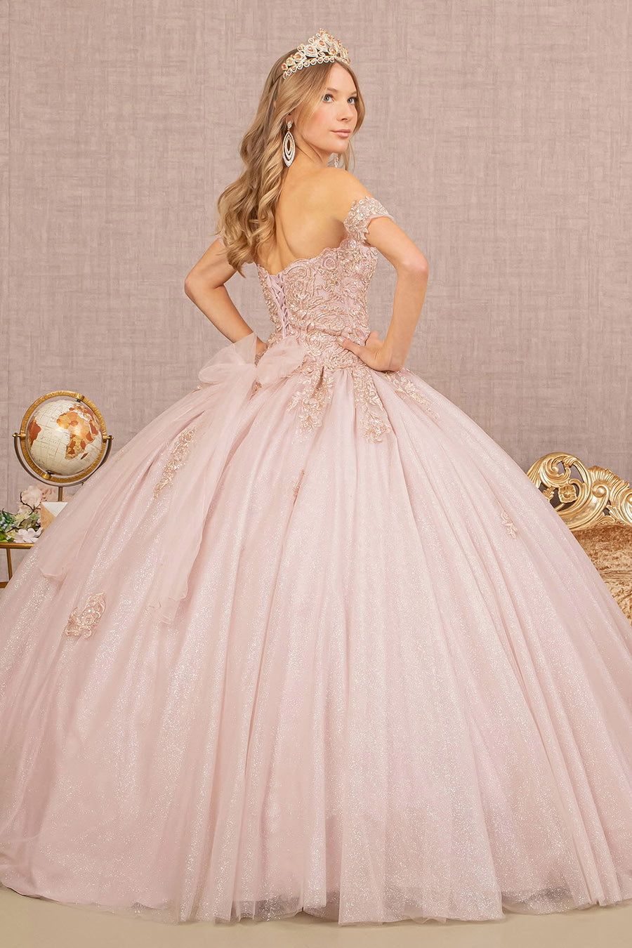 Off Shoulder Sweet 16 Quinceanera Ball Gown - The Dress Outlet Elizabeth K Mauve