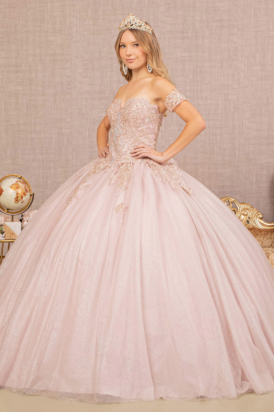 Off Shoulder Sweet 16 Quinceanera Ball Gown - The Dress Outlet Elizabeth K Mauve