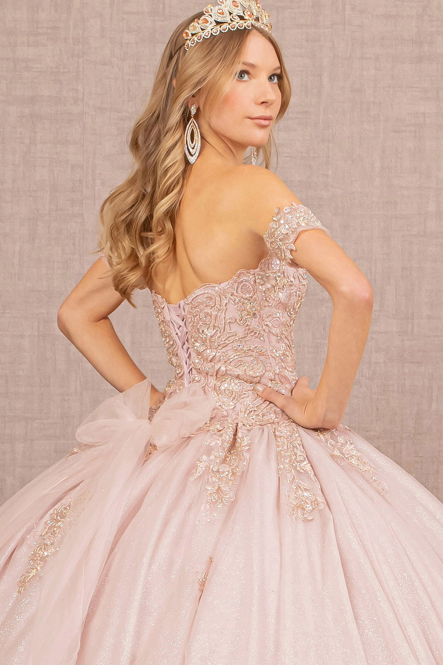 Off Shoulder Sweet 16 Quinceanera Ball Gown - The Dress Outlet Elizabeth K Mauve