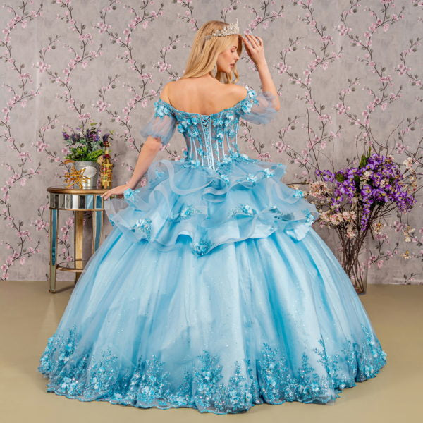 Quinceniera Dresses Ruffle Skirt Quinceanera Ball Gown Baby Blue