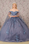 Quinceniera Dresses Glitter Detachable Side Drapes Quinceanera Ball Gown Smoky Blue