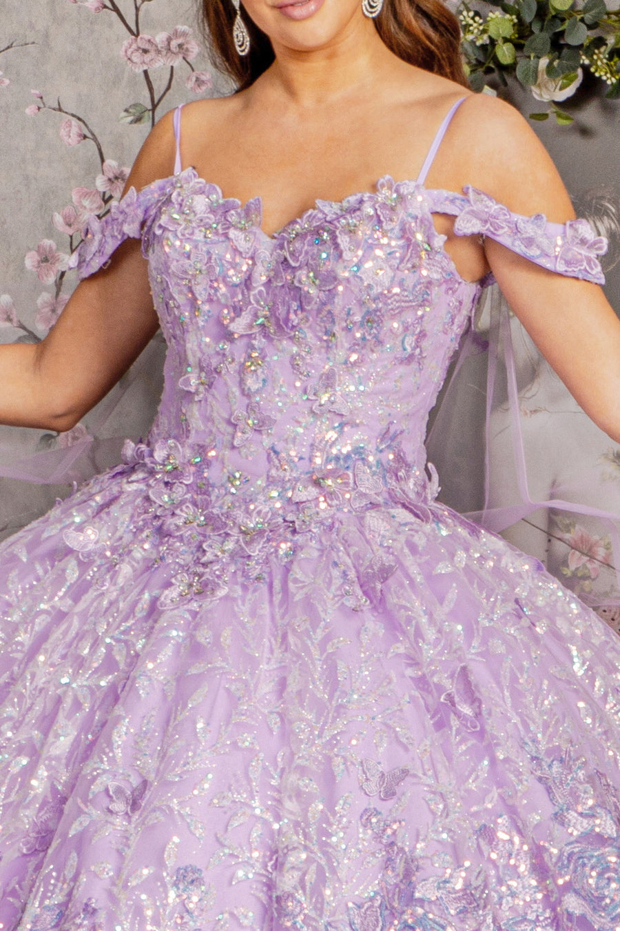 Quinceniera Dresses Detachable Back Drape Quinceanera Ball Gown Lavender