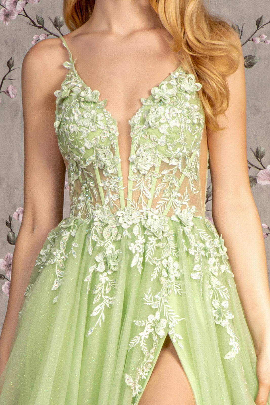 Prom Dresses Glitter A line Long Prom Dress Light Green