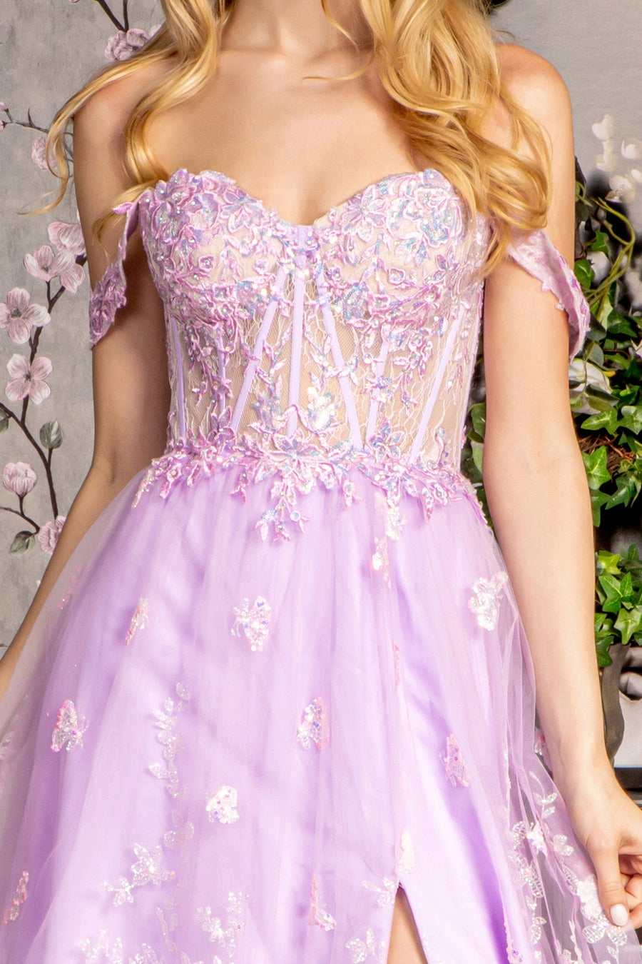 Prom Dresses Detachable Sleeves A line Long Prom Dress Lilac