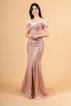 Prom Dresses Long Formal Sequin Fringe Fitted Prom Dress Rose Gold