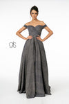 Glitter Lame Long Prom Dress - The Dress Outlet Elizabeth K