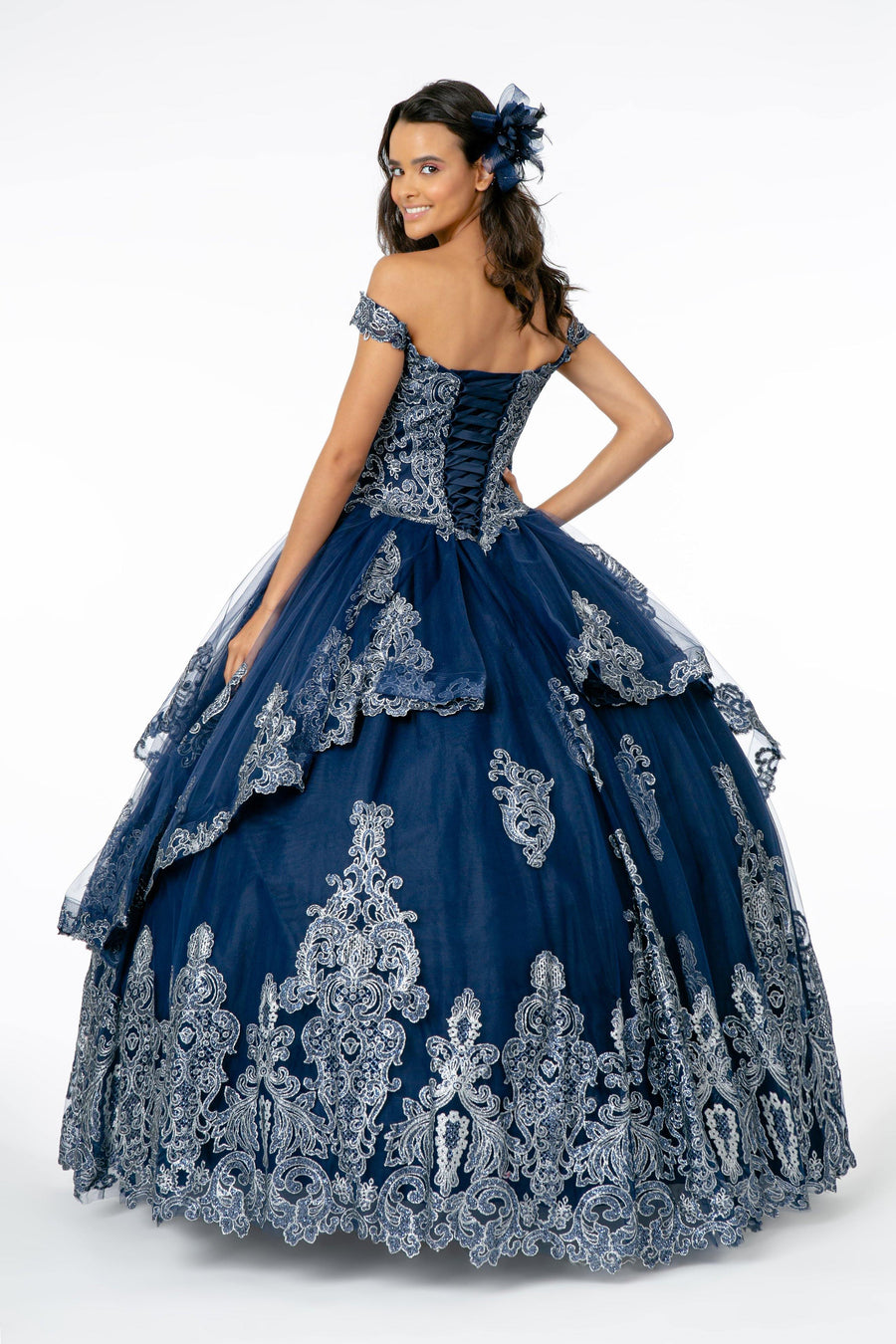 Glitter Layered Mesh Quinceanera Dress - The Dress Outlet Elizabeth K