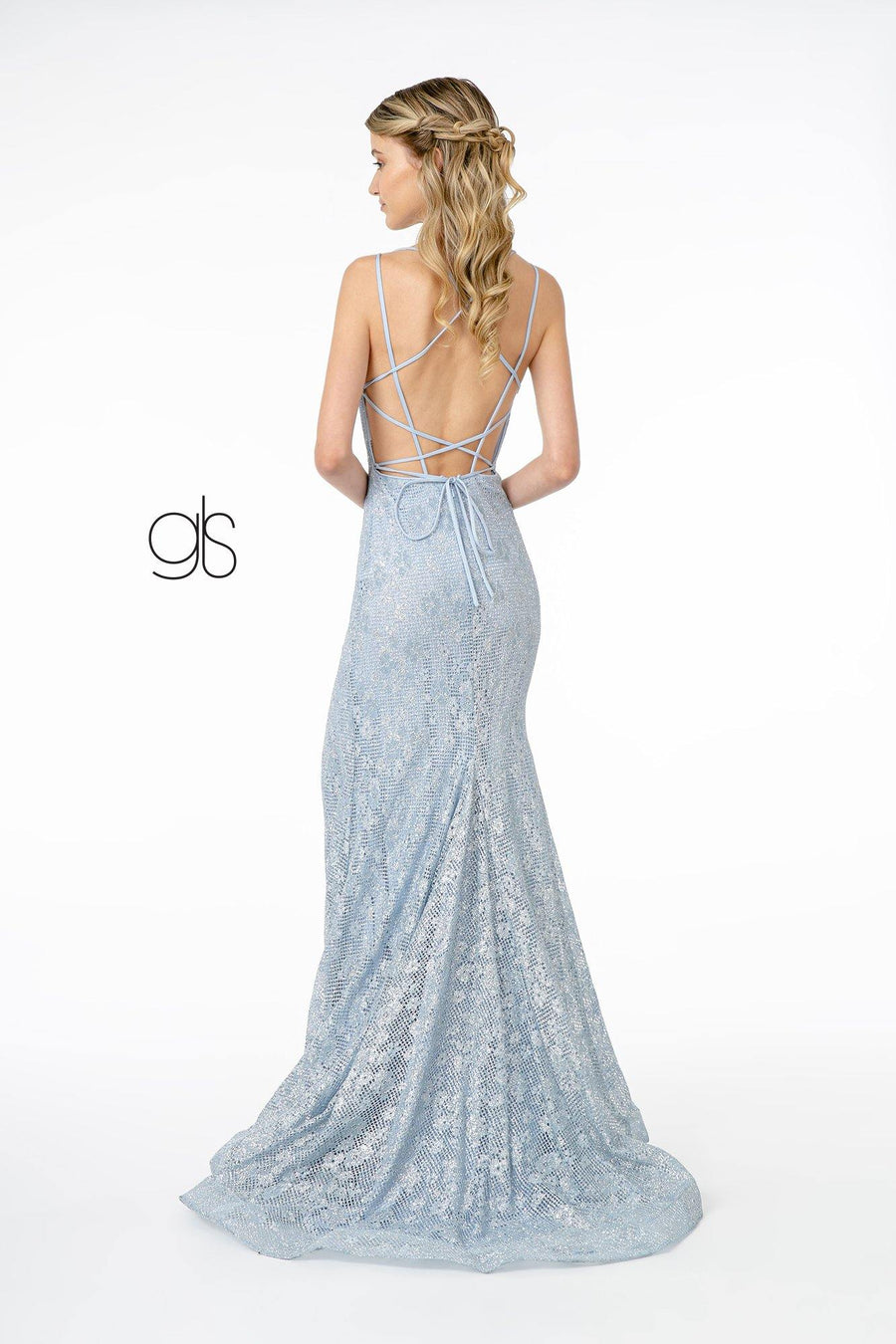 Glitter Mermaid Long Prom Dress - The Dress Outlet Elizabeth K