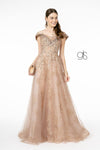 Glitter Mesh A-Line Long Prom Dress - The Dress Outlet Elizabeth K