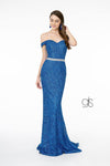 Glitter Netting Mermaid Long Prom Dress - The Dress Outlet Elizabeth K