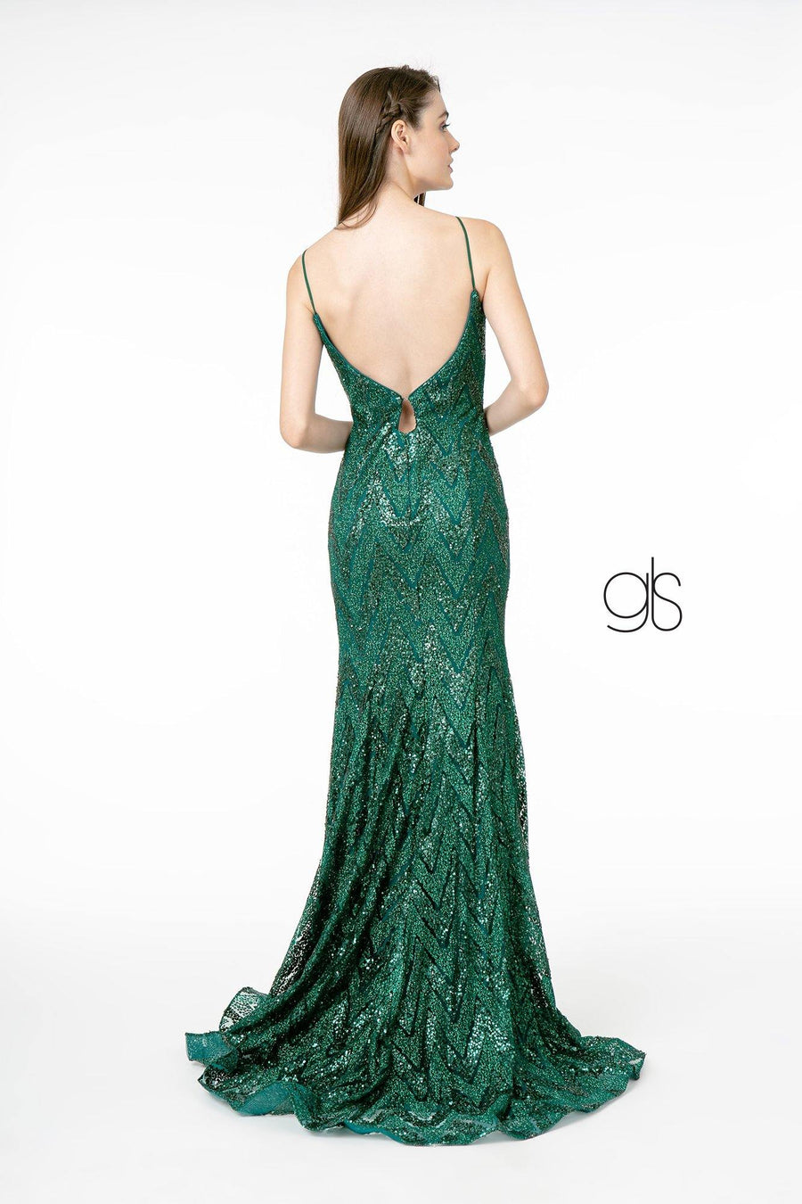 Glitter Sequin Mermaid Long Prom Dress - The Dress Outlet Elizabeth K