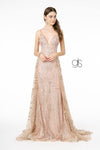 Glitter Sequin Mesh A-Line Prom Dress - The Dress Outlet Elizabeth K