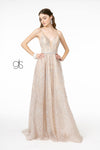 Glittter Mesh Long Prom Dress - The Dress Outlet Elizabeth K