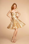 Gold Sequin Embellished Short Prom Dress - The Dress Outlet Elizabeth K