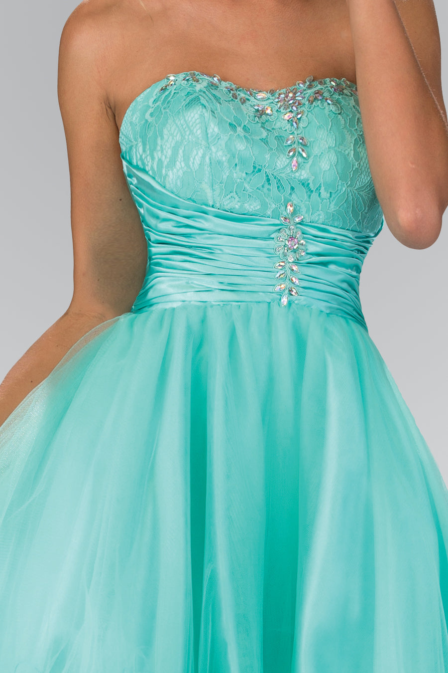 Cocktail Dresses Short Pleated Waistband Cocktail Jewel Dress Mint