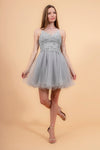 Cocktail Dresses Short Beaded Cocktail Mini Dress Silver