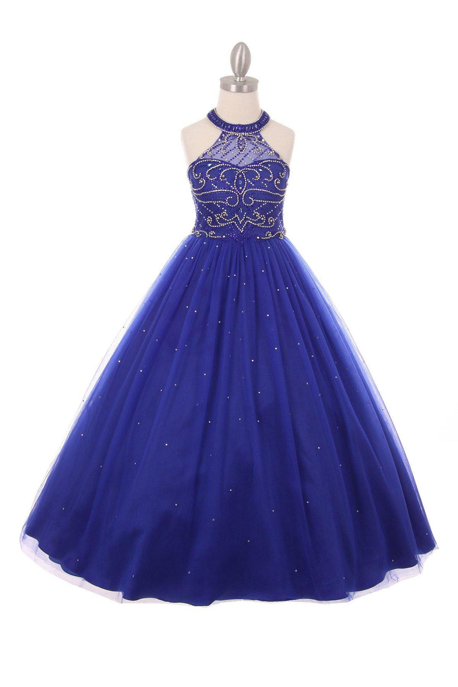 Halter Long Flower Girl Dress - The Dress Outlet Cinderella Couture