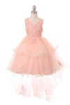 High Low Sequin Embroidered Flower Girls Dress - The Dress Outlet Cinderella Couture