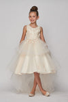 High Low Sequin Embroidered Flower Girls Dress - The Dress Outlet Cinderella Couture