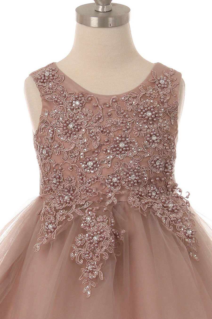 High Low Sequin Embroidered Flower Girls Dress - The Dress Outlet Cinderella Couture