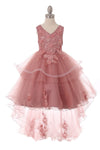 High Low Sequin Embroidered Flower Girls Dress - The Dress Outlet Cinderella Couture