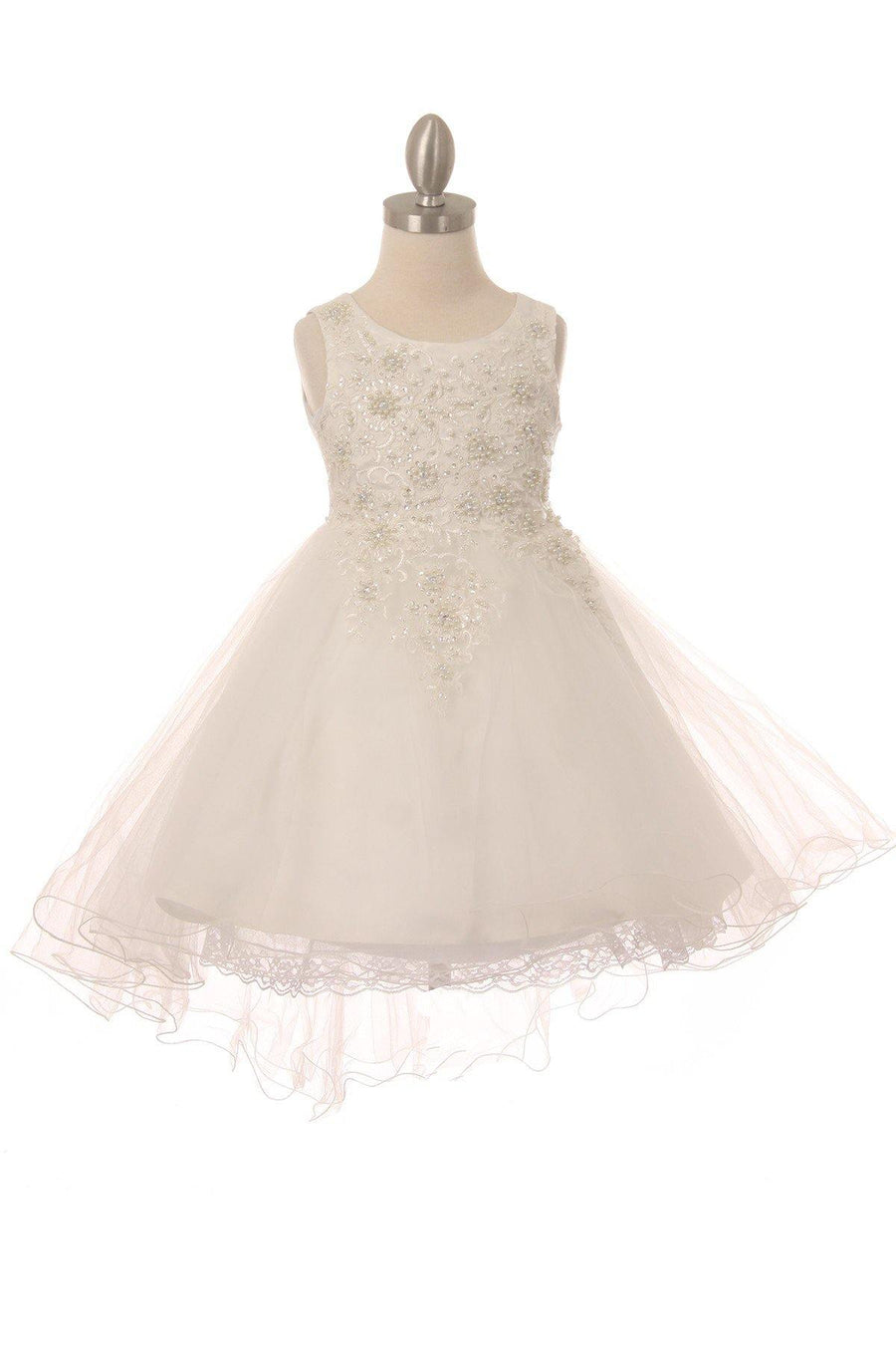 High Low Sequin Embroidered Flower Girls Dress - The Dress Outlet Cinderella Couture