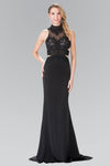 High-Neck Open Back Jersey Long Prom Dress - The Dress Outlet Elizabeth K