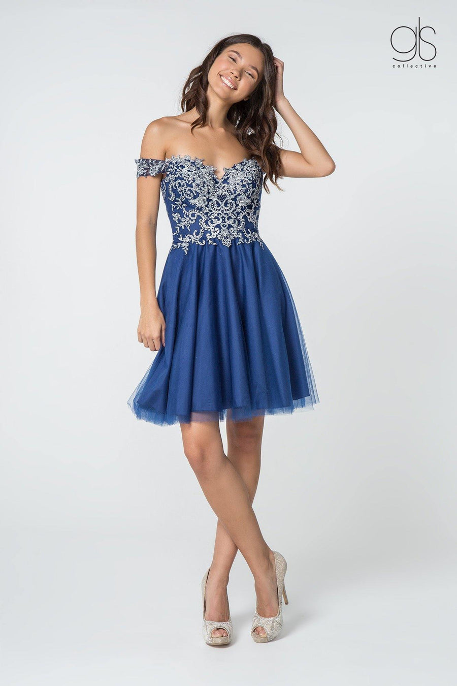 Homecoming Off Shoulder Prom Short Cocktail Dress - The Dress Outlet Elizabeth K