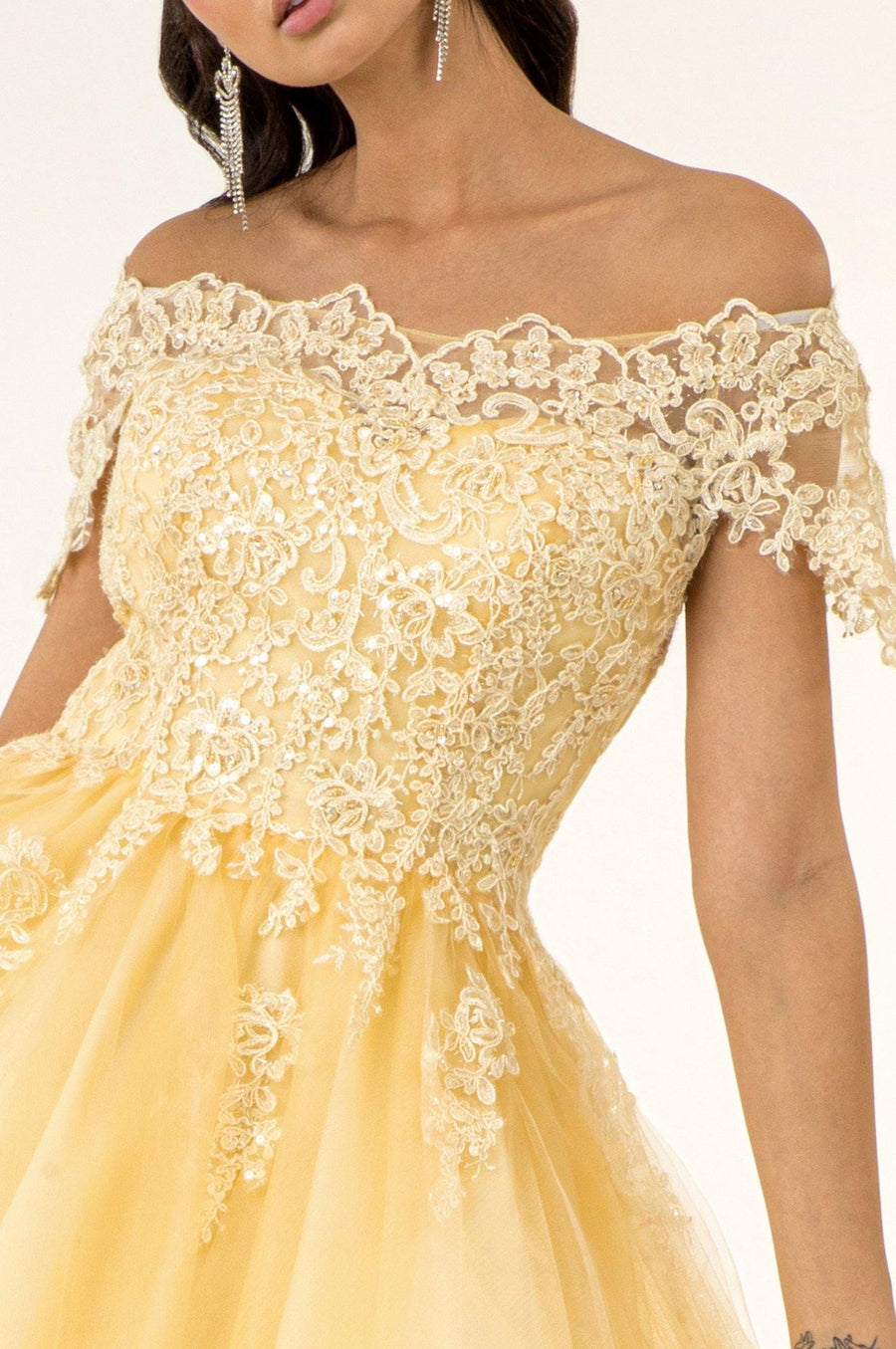 Homecoming Short Cap Sleeve Embroidered Prom Dress - The Dress Outlet