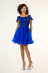 Homecoming Short Cap Sleeve Embroidered Prom Dress - The Dress Outlet