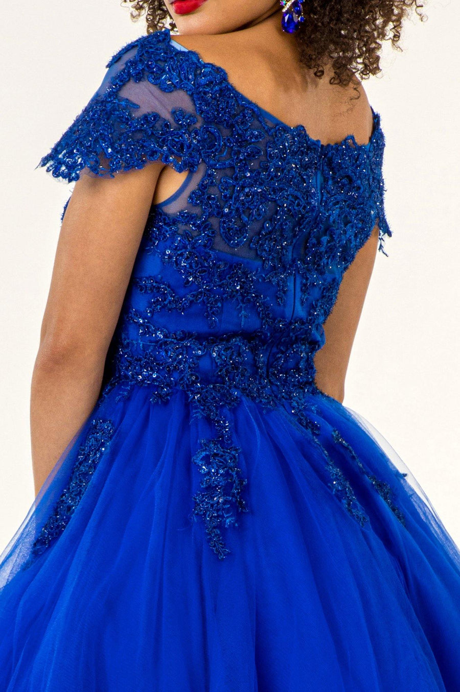 Homecoming Short Cap Sleeve Embroidered Prom Dress - The Dress Outlet