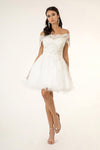 Homecoming Short Cap Sleeve Embroidered Prom Dress - The Dress Outlet