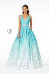 Illusion Deep A-Line Long Prom Dress - The Dress Outlet Elizabeth K