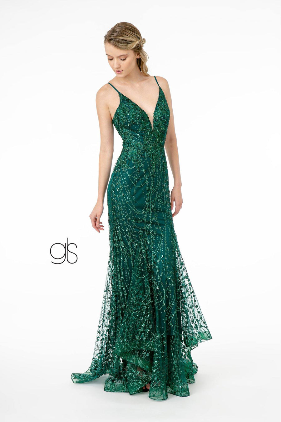 Illusion Deep Long Prom Mermaid Dress - The Dress Outlet Elizabeth K