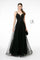 Illusion Deep V-Neck Mesh Long Prom Dress - The Dress Outlet Elizabeth K