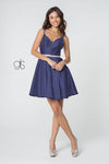 Illusion Deep V-Neck Stain Short Dress Cocktail - The Dress Outlet Elizabeth K