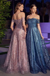 Cinderella Divine J835 Long Off Shoulder Prom Dress Mauve_Lapis Blue