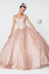 Jewel Accented Glitter Mesh Quinceanera Dress - The Dress Outlet Elizabeth K