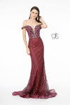 Jewel Embellished Bodice Glitter Mesh Long Prom Dress - The Dress Outlet Elizabeth K