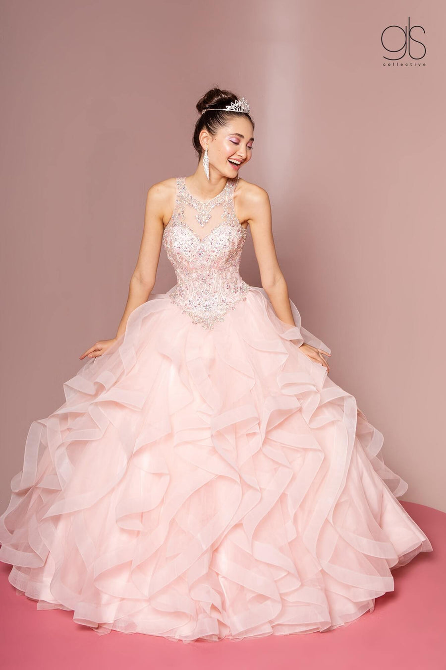 Jewel Embellished Illusion Sweetheart Quinceanera Dress - The Dress Outlet Elizabeth K