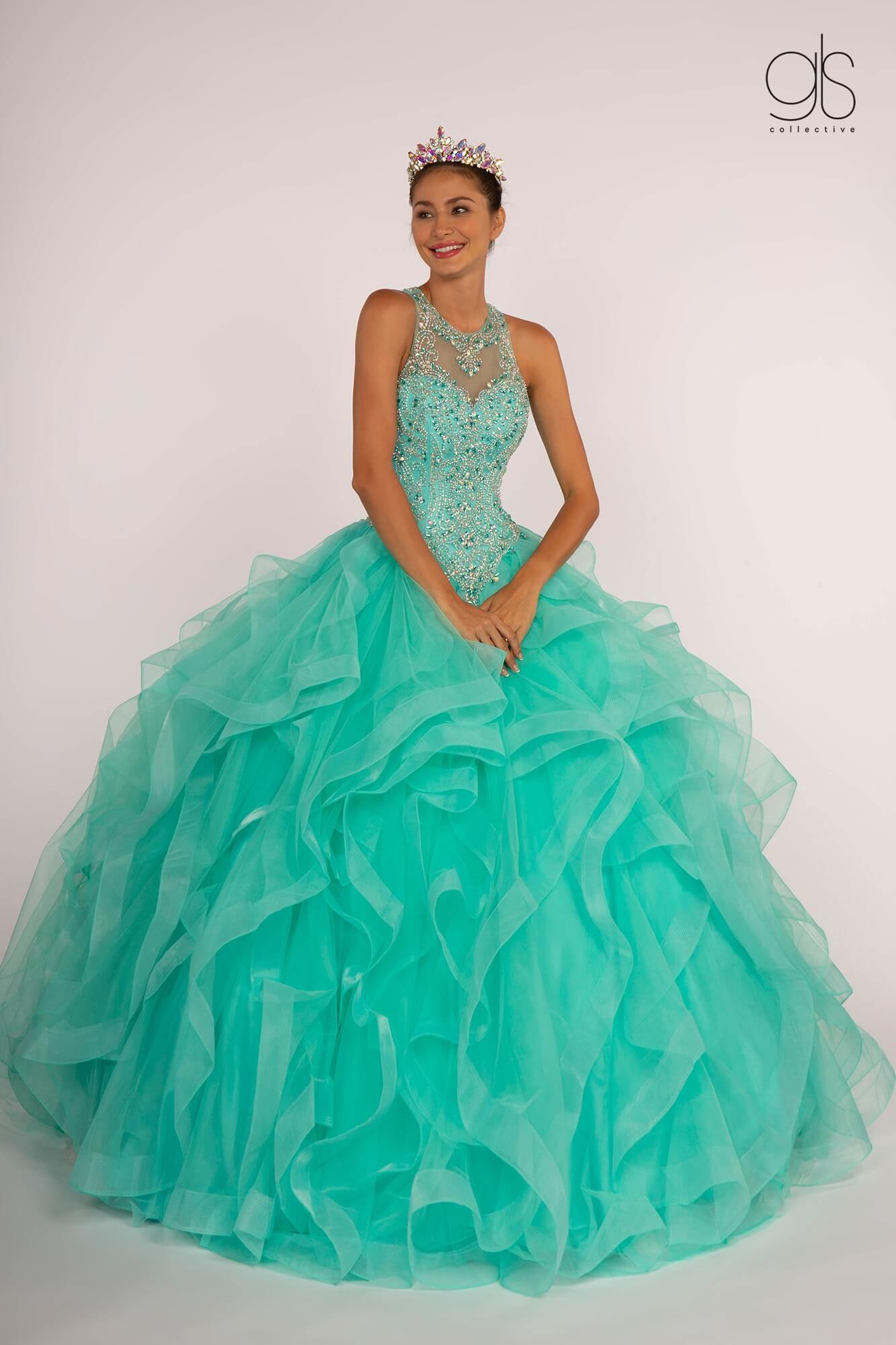 Jewel Embellished Illusion Sweetheart Quinceanera Dress - The Dress Outlet Elizabeth K