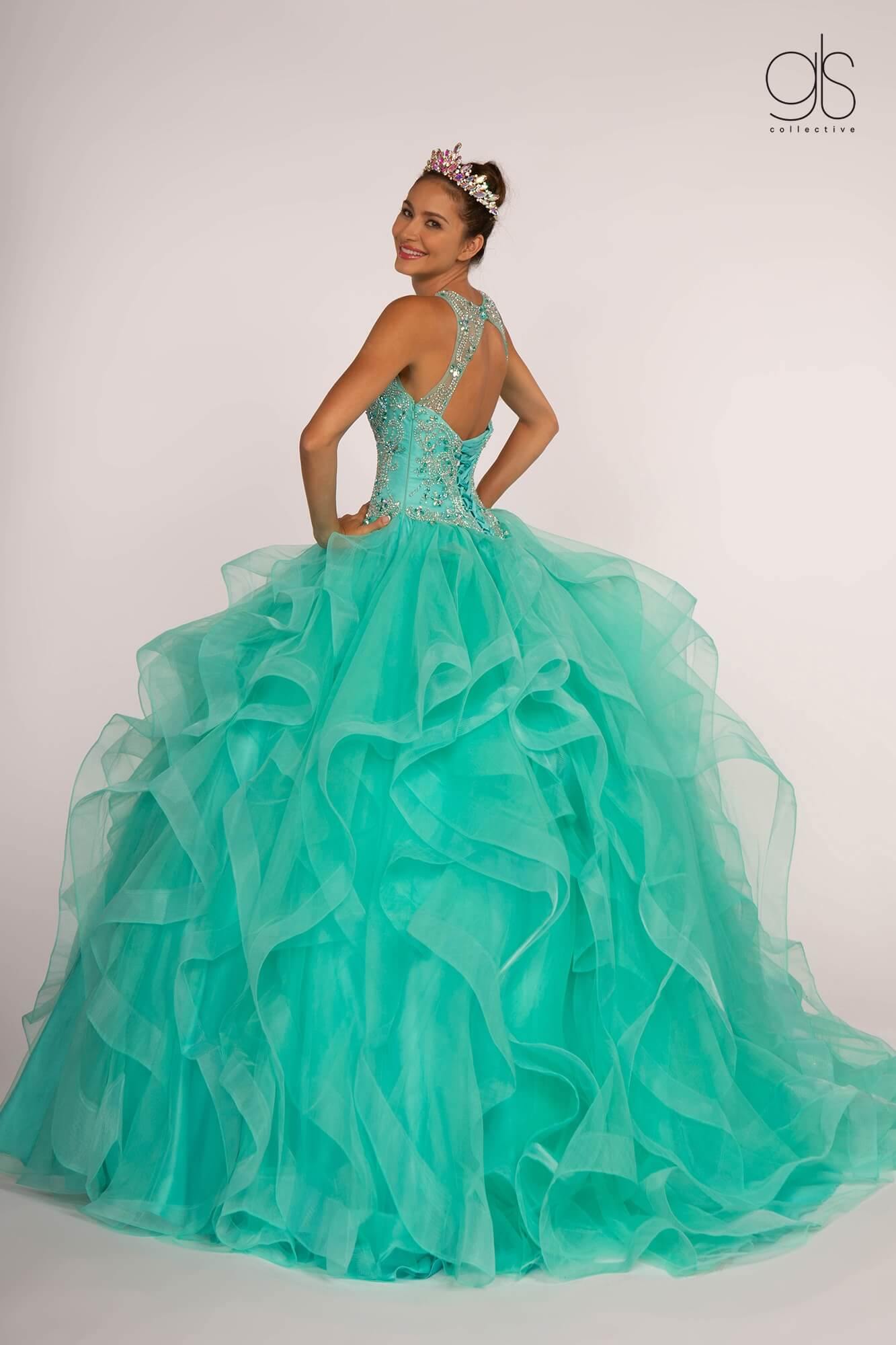 Jewel Embellished Illusion Sweetheart Quinceanera Dress - The Dress Outlet Elizabeth K