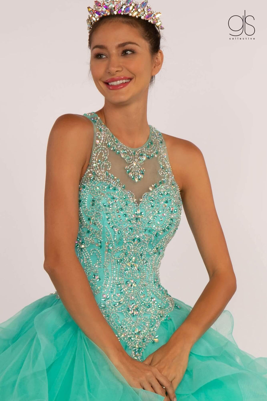 Jewel Embellished Illusion Sweetheart Quinceanera Dress - The Dress Outlet Elizabeth K