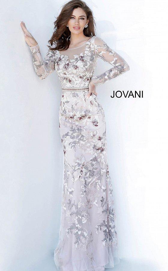 JVN By Jovani Long Formal Floral Lace Gown JVN00818 - The Dress Outlet Jovani