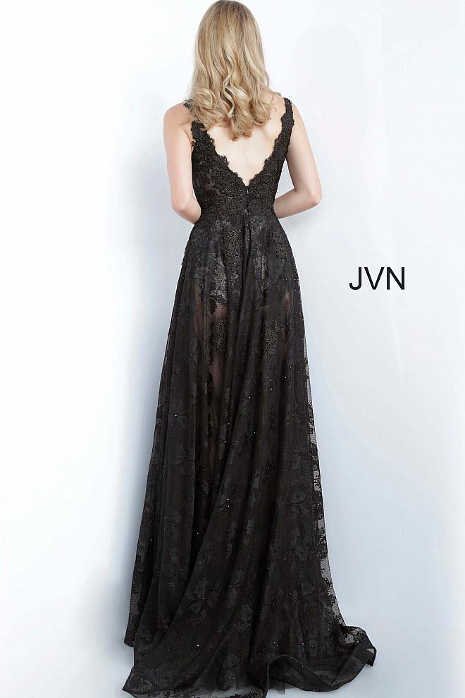 JVN By Jovani Long Formal Prom Dress JVN00877 Black - The Dress Outlet Jovani