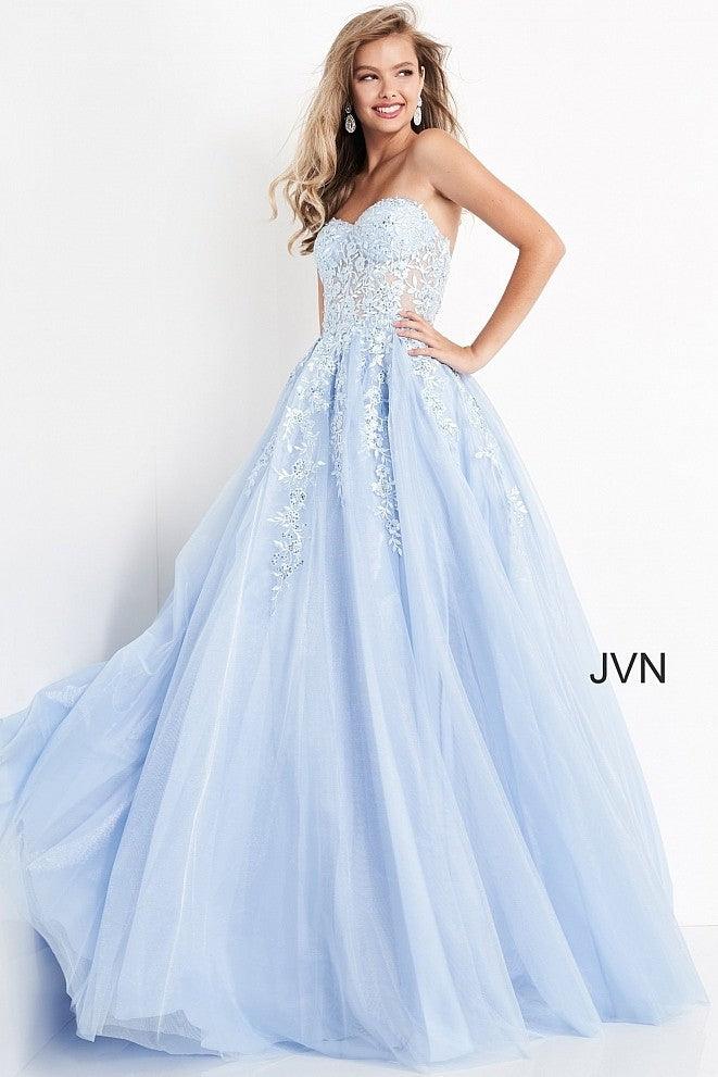 Prom Dresses Jovani 00915 Long Prom Ball Gown Light Blue